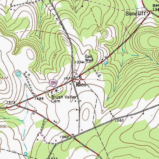 Topographic Map of Rico, PA