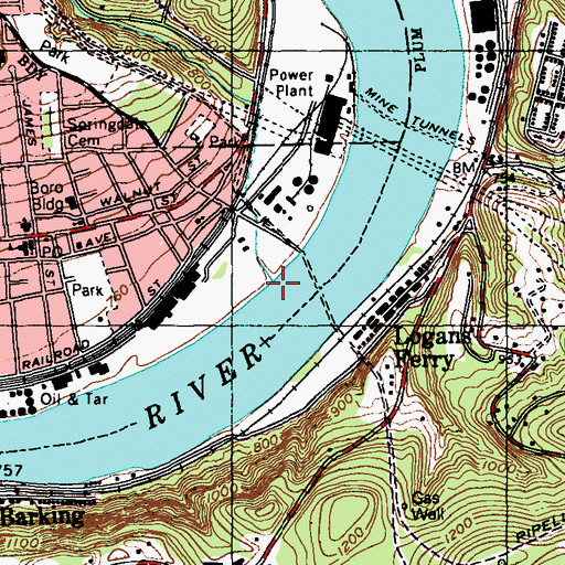 Topographic Map of Riddle Run, PA