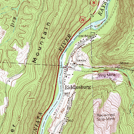 Topographic Map of Riddlesburg, PA