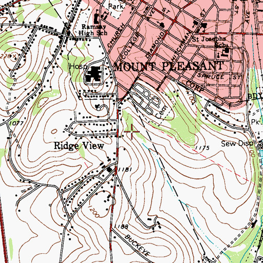 Topographic Map of Ridge View, PA