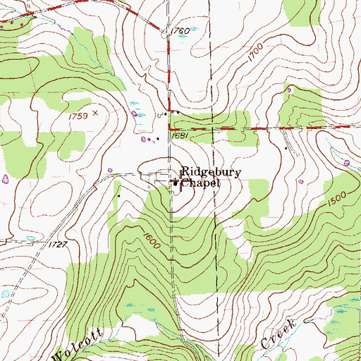 Topographic Map of Ridgebury Chapel, PA