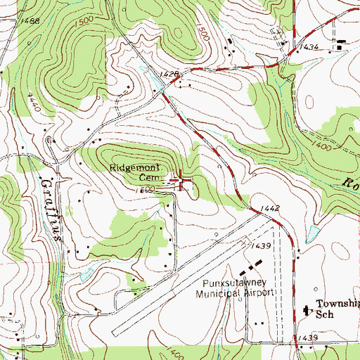 Topographic Map of Ridgemont Cemetery, PA