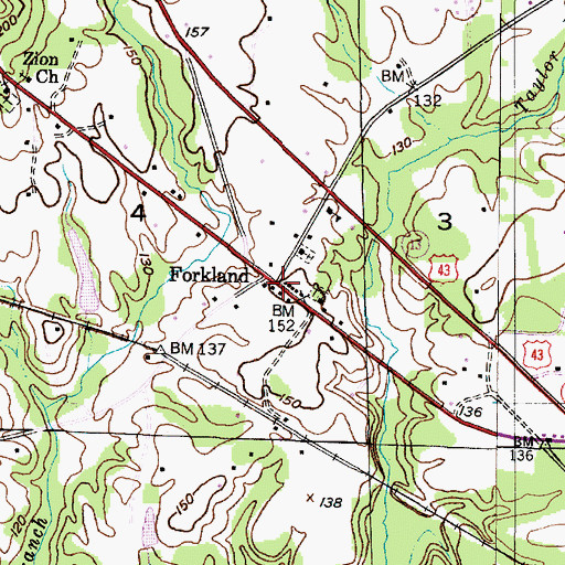 Topographic Map of Forkland, AL