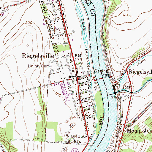 Topographic Map of Riegelsville, PA
