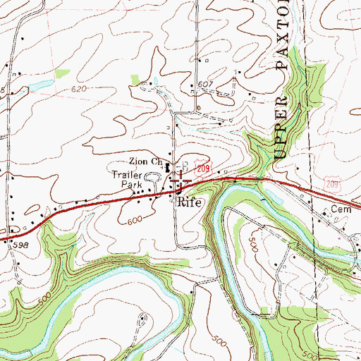Topographic Map of Rife, PA