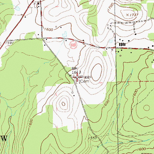 Topographic Map of West Warsaw - Riggs Cemetery, PA