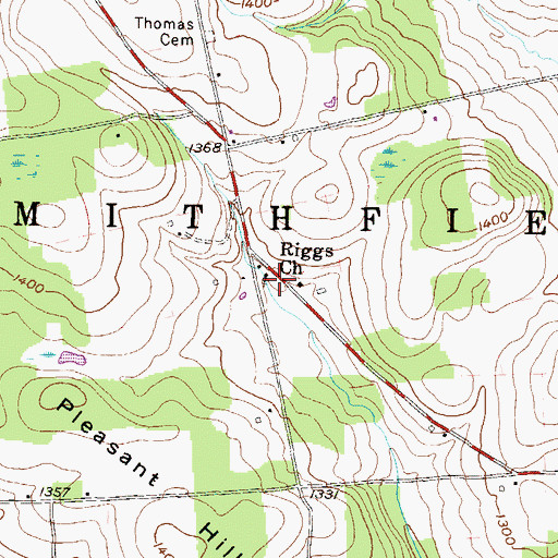 Topographic Map of Riggs Church, PA