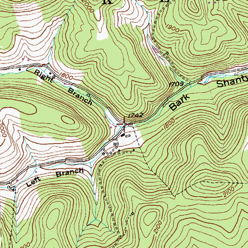 Topographic Map of Right Branch Bark Shanty Hollow, PA
