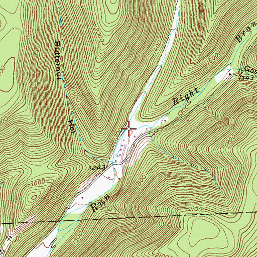Topographic Map of Right Branch Big Nelson Run, PA