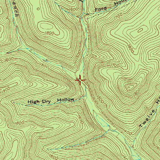 Topographic Map of Right Branch Cooks Run, PA