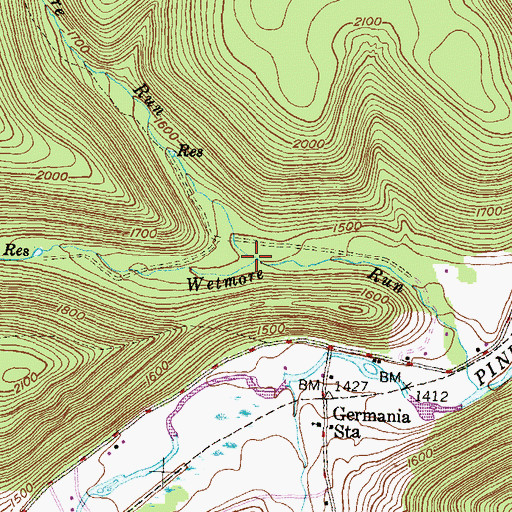 Topographic Map of Right Branch Wetmore Run, PA