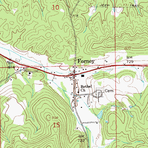 Topographic Map of Forney, AL