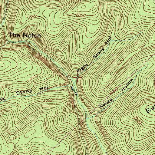 Topographic Map of Right Stony Hollow, PA
