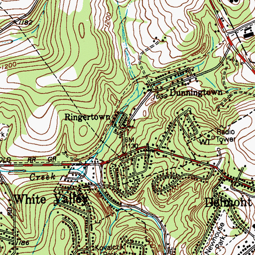 Topographic Map of Ringertown, PA