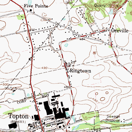 Topographic Map of Ringtown, PA