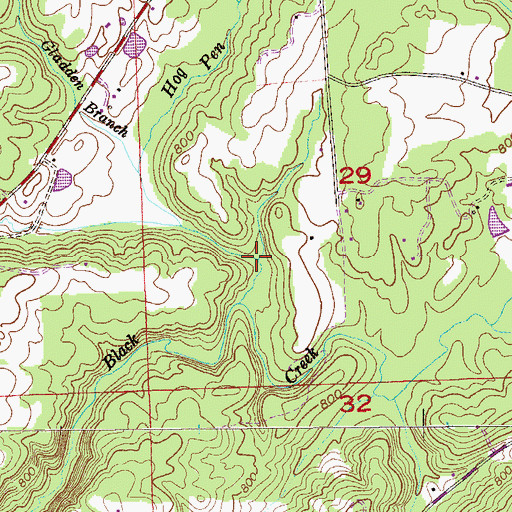 Topographic Map of Forney Branch, AL