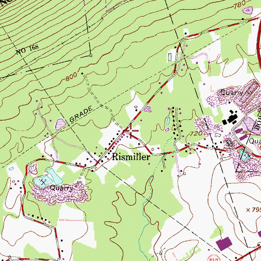 Topographic Map of Rismiller, PA
