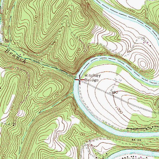 Topographic Map of Ritchey Bridge, PA