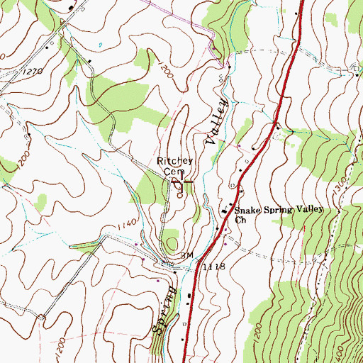 Topographic Map of Ritchey Cemetery, PA