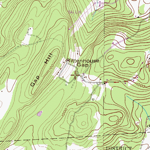 Topographic Map of Rittenhouse Gap, PA