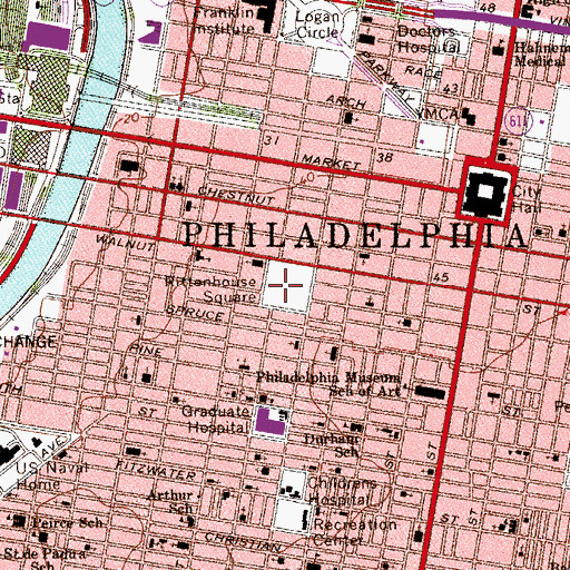 Topographic Map of Rittenhouse Square, PA