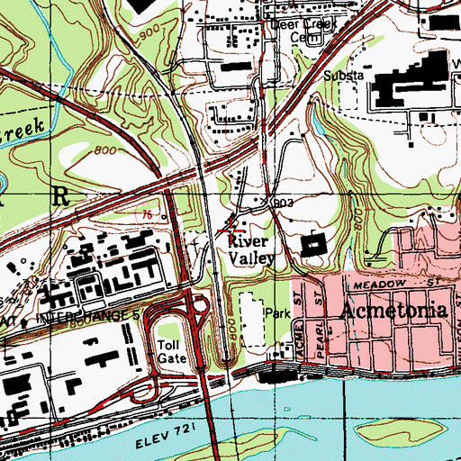 Topographic Map of River Valley, PA