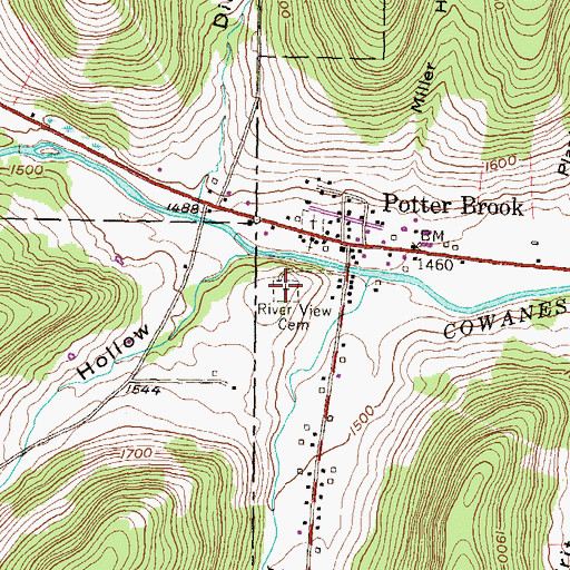 Topographic Map of Riverview Cemetery, PA