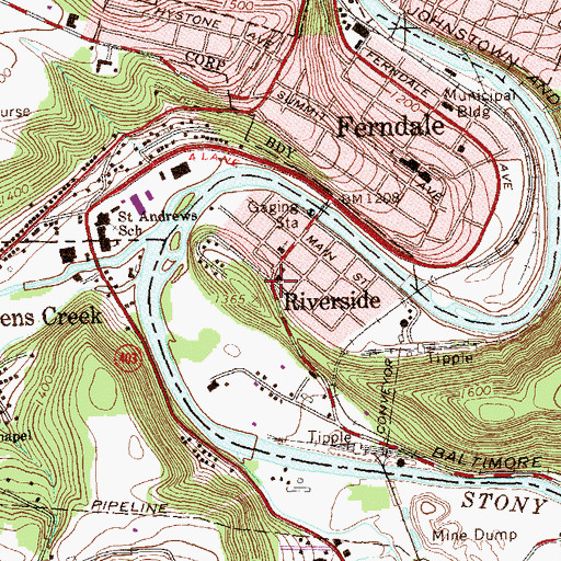 Topographic Map of Riverside, PA