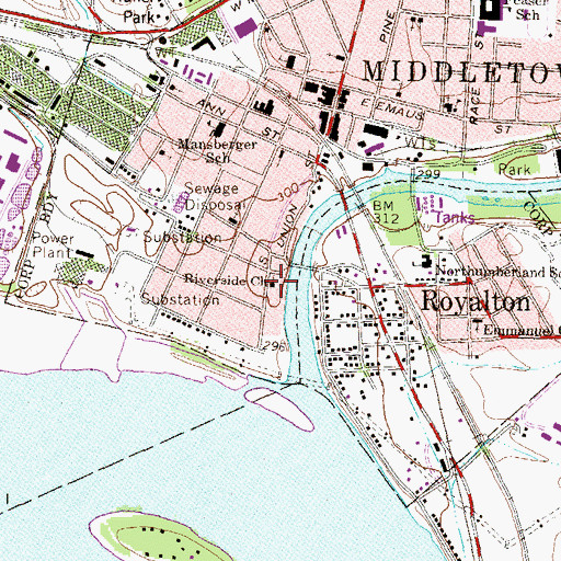 Topographic Map of Riverside Church, PA