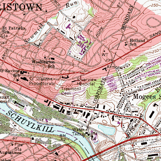 Topographic Map of Riverview Hospital, PA