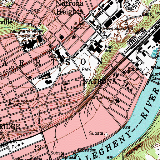 Topographic Map of Riverview School, PA