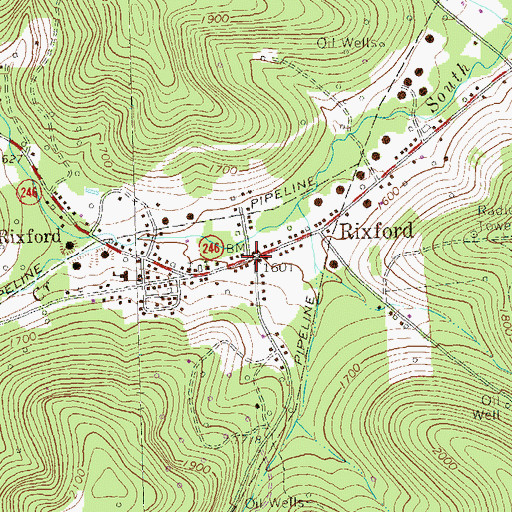 Topographic Map of Rixford, PA