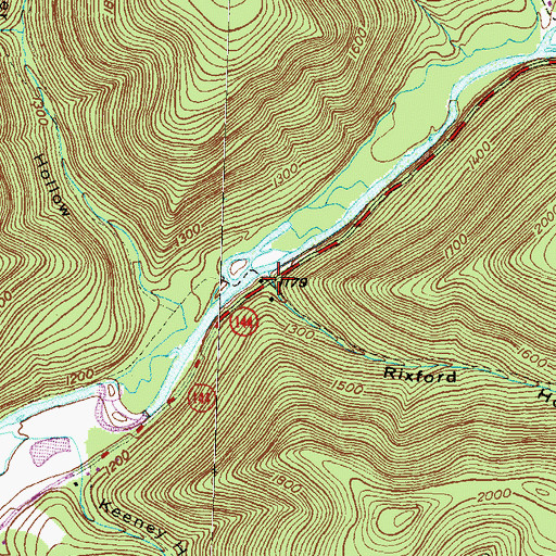 Topographic Map of Rixford Hollow, PA