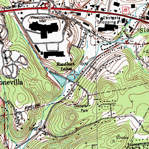 Topographic Map of Roadman Lakes, PA