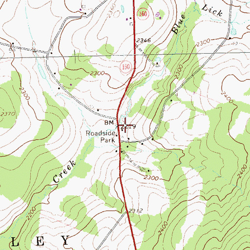 Topographic Map of Roadside Park, PA