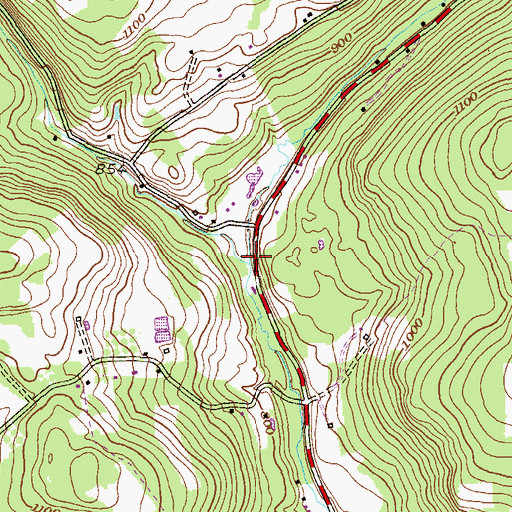 Topographic Map of Roaring Brook, PA
