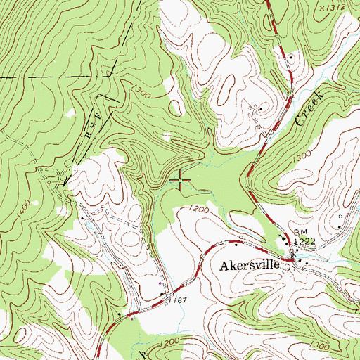 Topographic Map of Roaring Run, PA