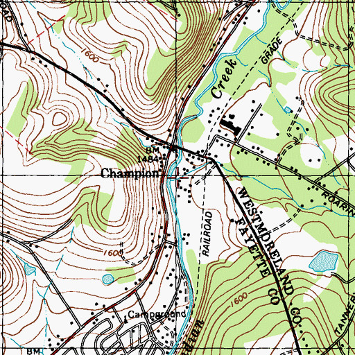 Topographic Map of Roaring Run, PA