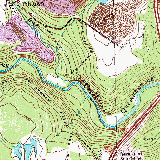 Topographic Map of Roaring Run, PA