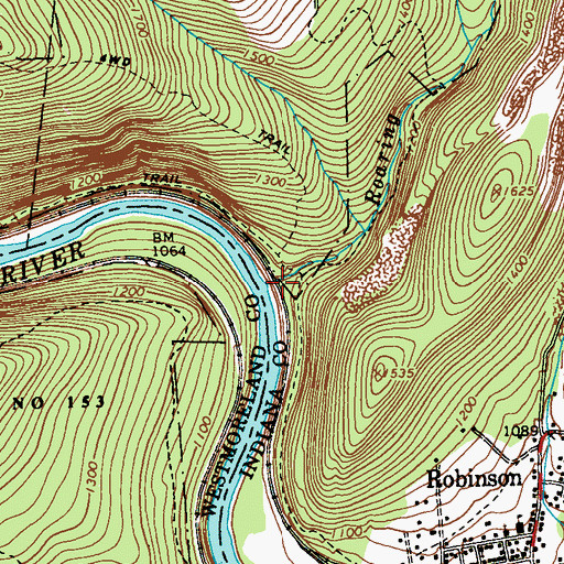 Topographic Map of Roaring Run, PA