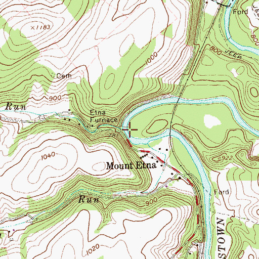 Topographic Map of Roaring Run, PA