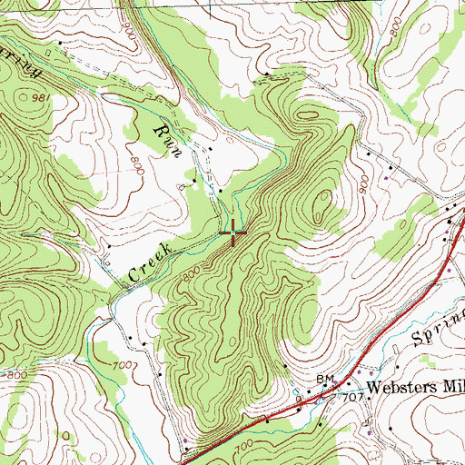 Topographic Map of Roaring Run, PA