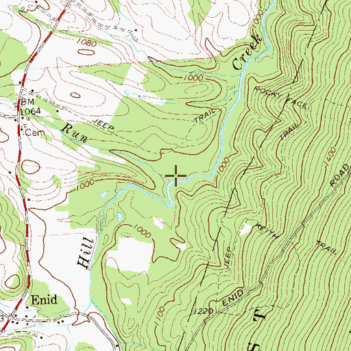 Topographic Map of Roaring Run, PA