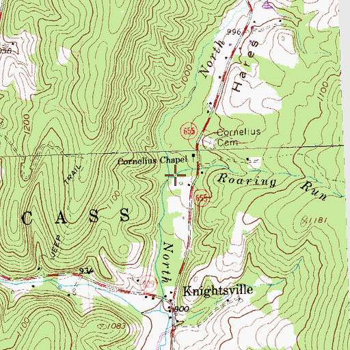 Topographic Map of Roaring Run, PA