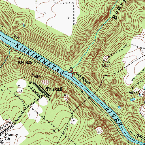 Topographic Map of Roaring Run, PA