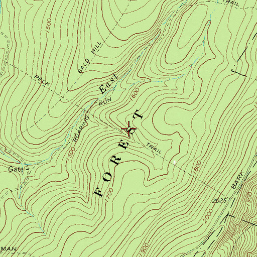 Topographic Map of Roaring Run Trail, PA