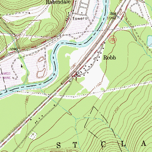 Topographic Map of Robb, PA