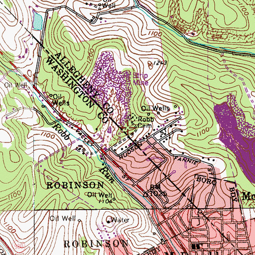 Topographic Map of Robb Cemetery, PA