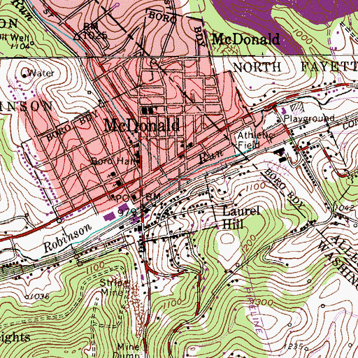Topographic Map of Robb Run, PA