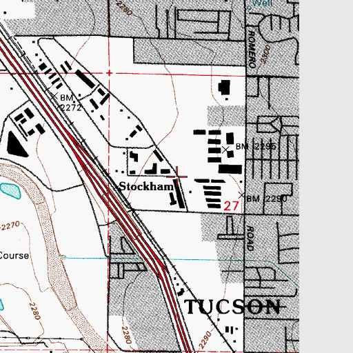 Topographic Map of Stockham, AZ